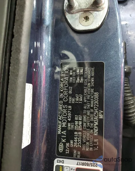 2017 Kia Sportage Lx z USA, uszkodzony, nr VIN KNDPM3AC5H7230388